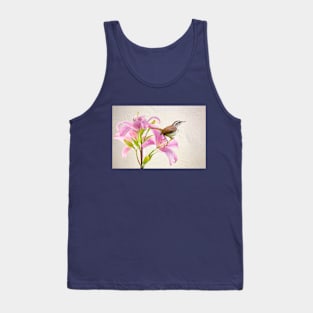 Pink Lilies and the Carolina Wren Tank Top